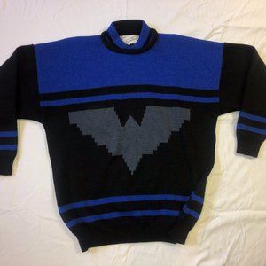 Vintage 1980s Goouch Blue + Black Sweater